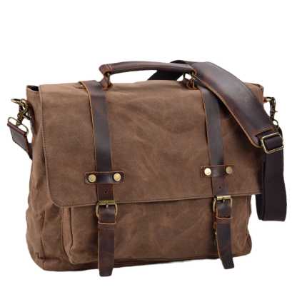 Canvas and Leather Messenger Bag