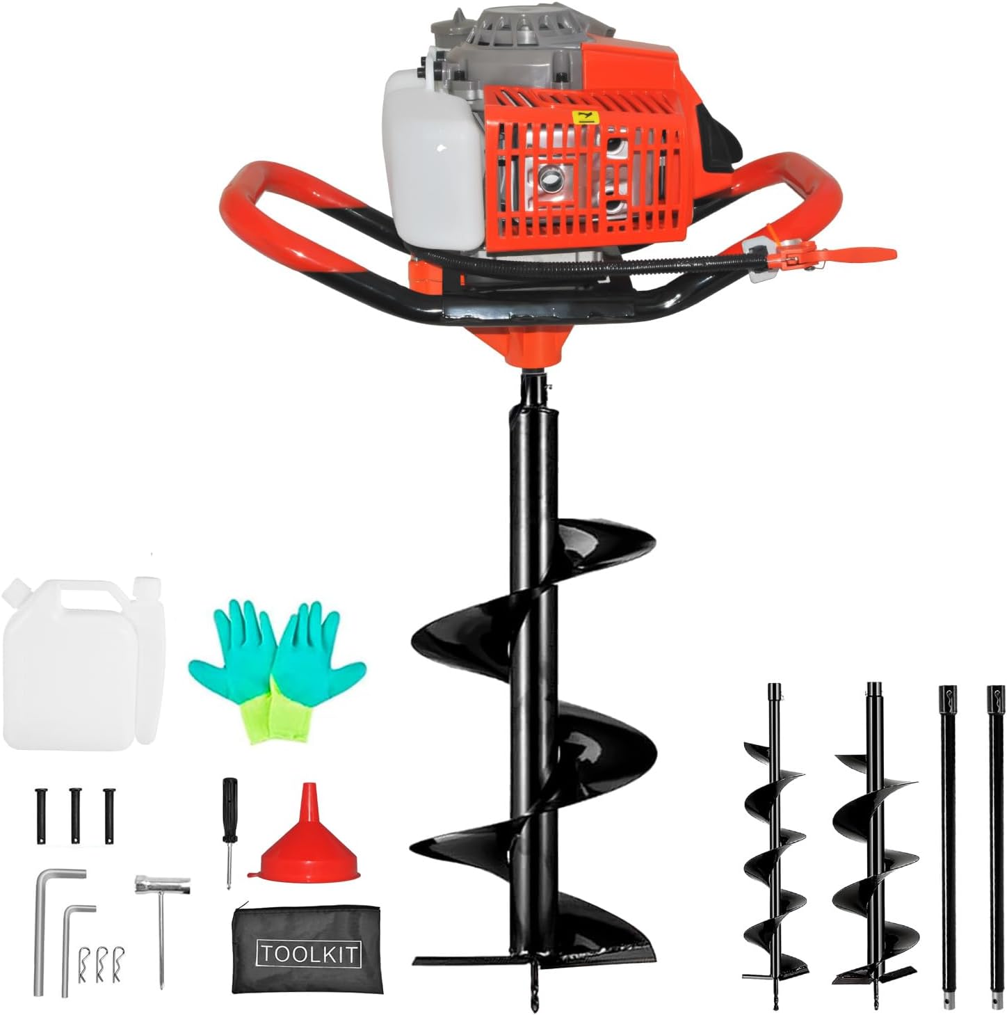 【SL07】🔥🎁Gas Powered 62/72/85CC Post Hole Digger Earth Auger With 2 Extension Rods + 3 Auger Drill Bits (4"/8"/12") 