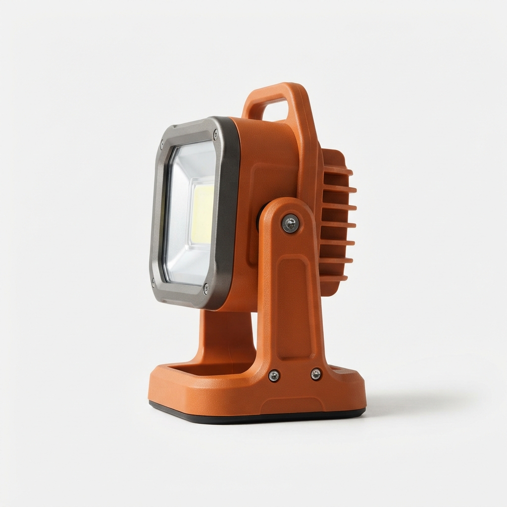 Darkorange folding work light with stand fully visible