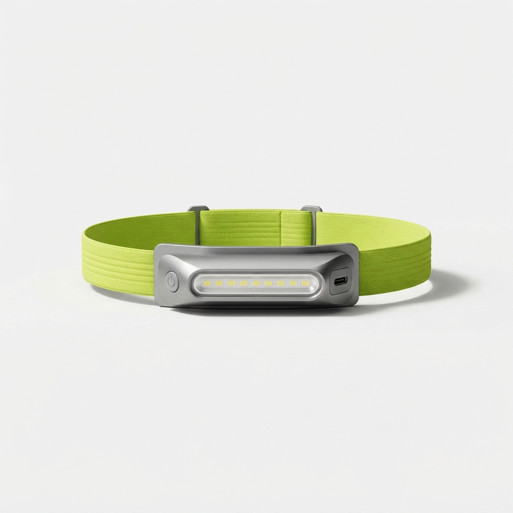 Lime slim band headlamp with continuous light bar displayed fully