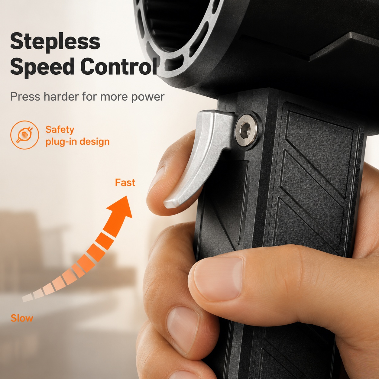 Dry Blower, 1400g Thrust Electric Air Duster with Stepless Adjustable Speed Control, 64mm Brushless Motor Handheld Mini Fan Blower for Computer Keyboard Outdoors Car