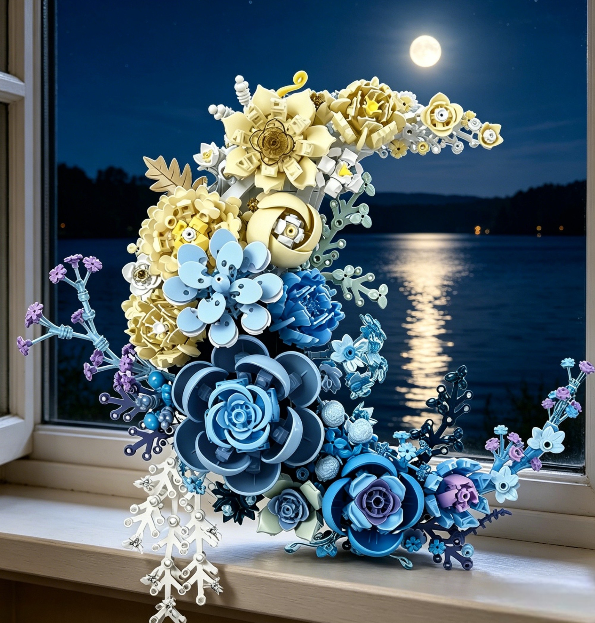 Moon Flower Building Set Botanical Collection Blossom for Wall Decor