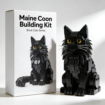 Brick Cats –  Black Maine Coon Building Kit