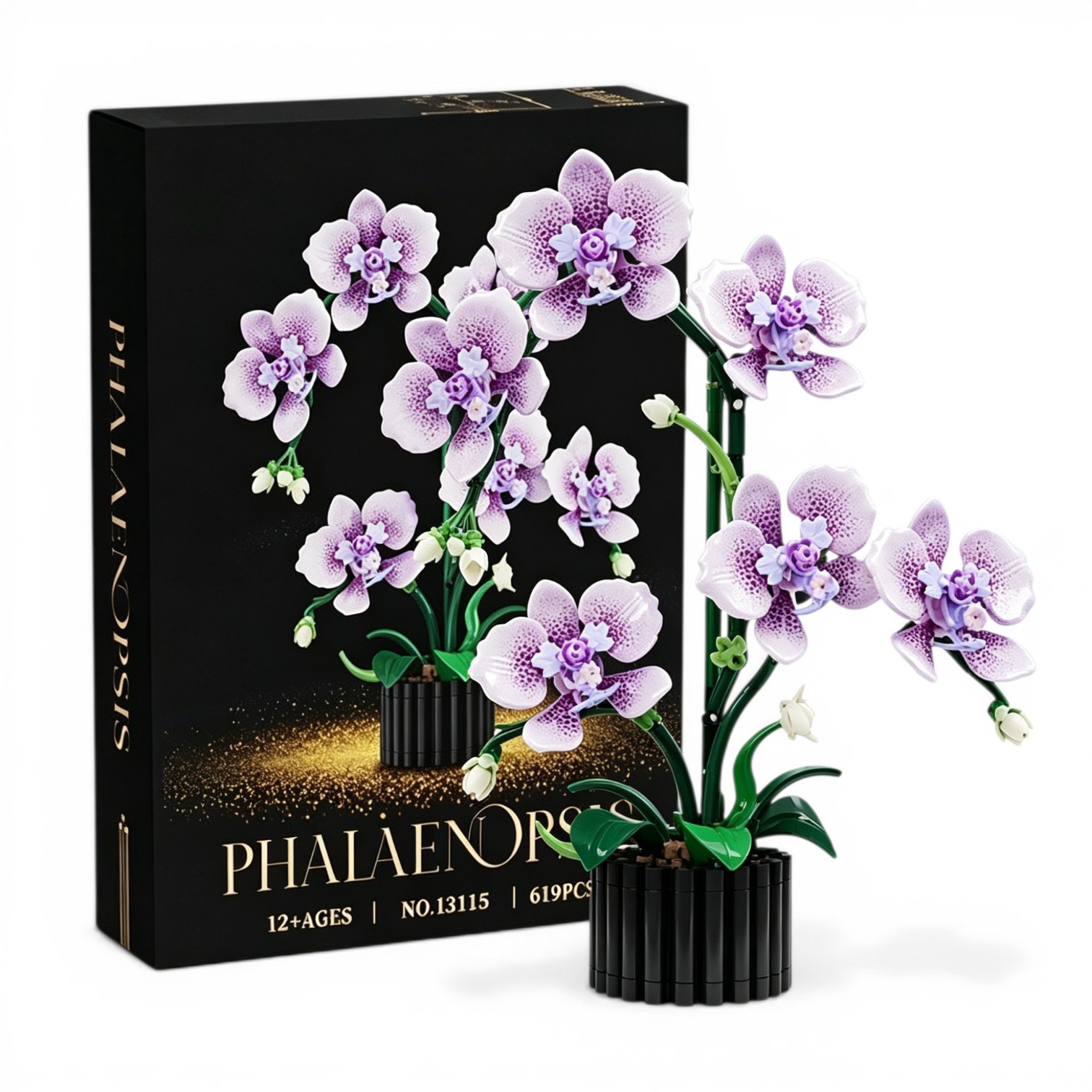 Elegant Purple Phalaenopsis Brick Set