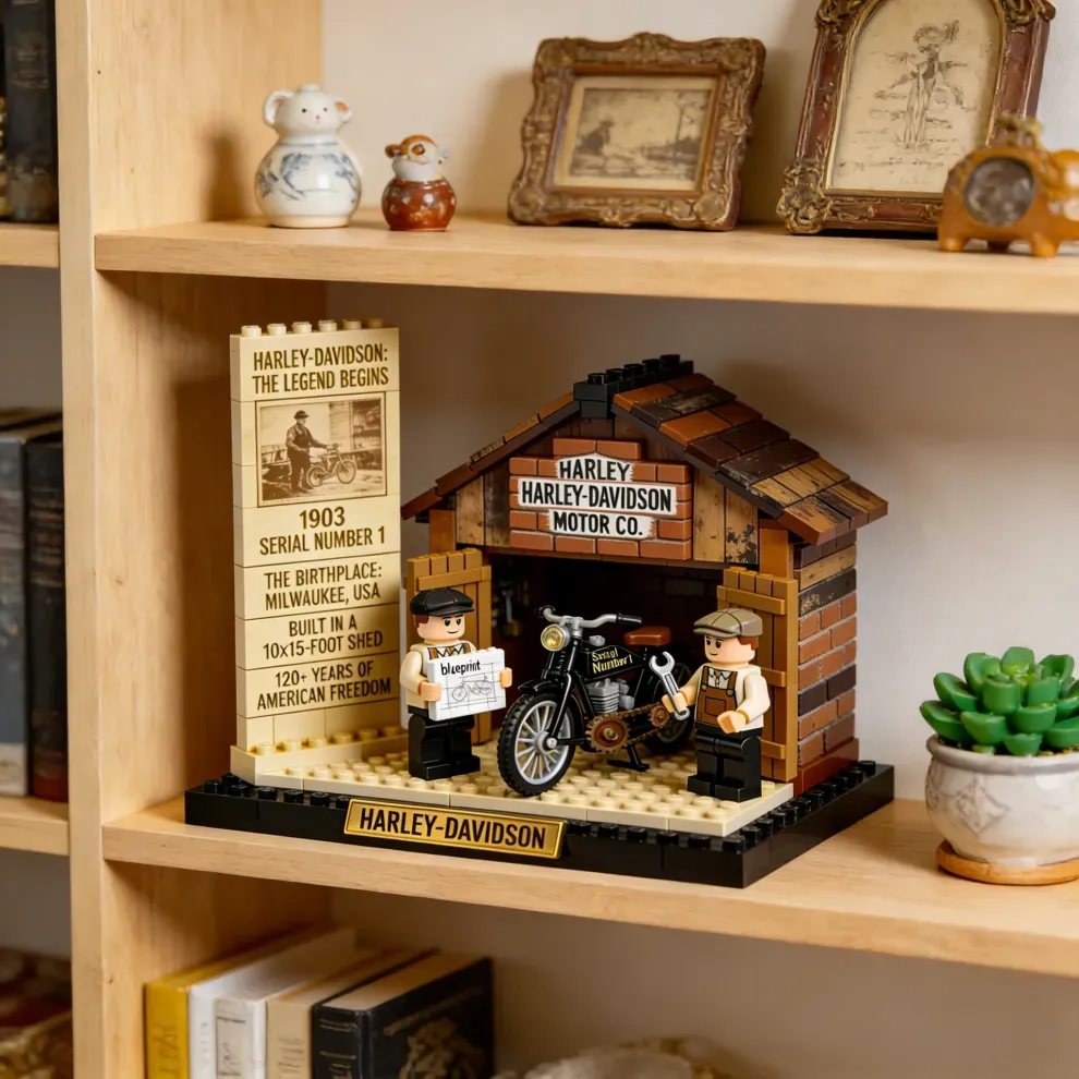 🏍️ The Birthplace Garage Motorcycle Brick Set