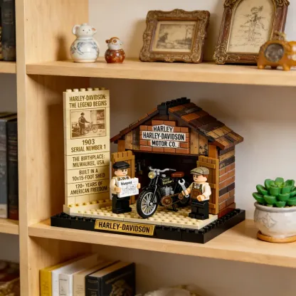 🏍️ The Birthplace Garage Motorcycle Brick Set