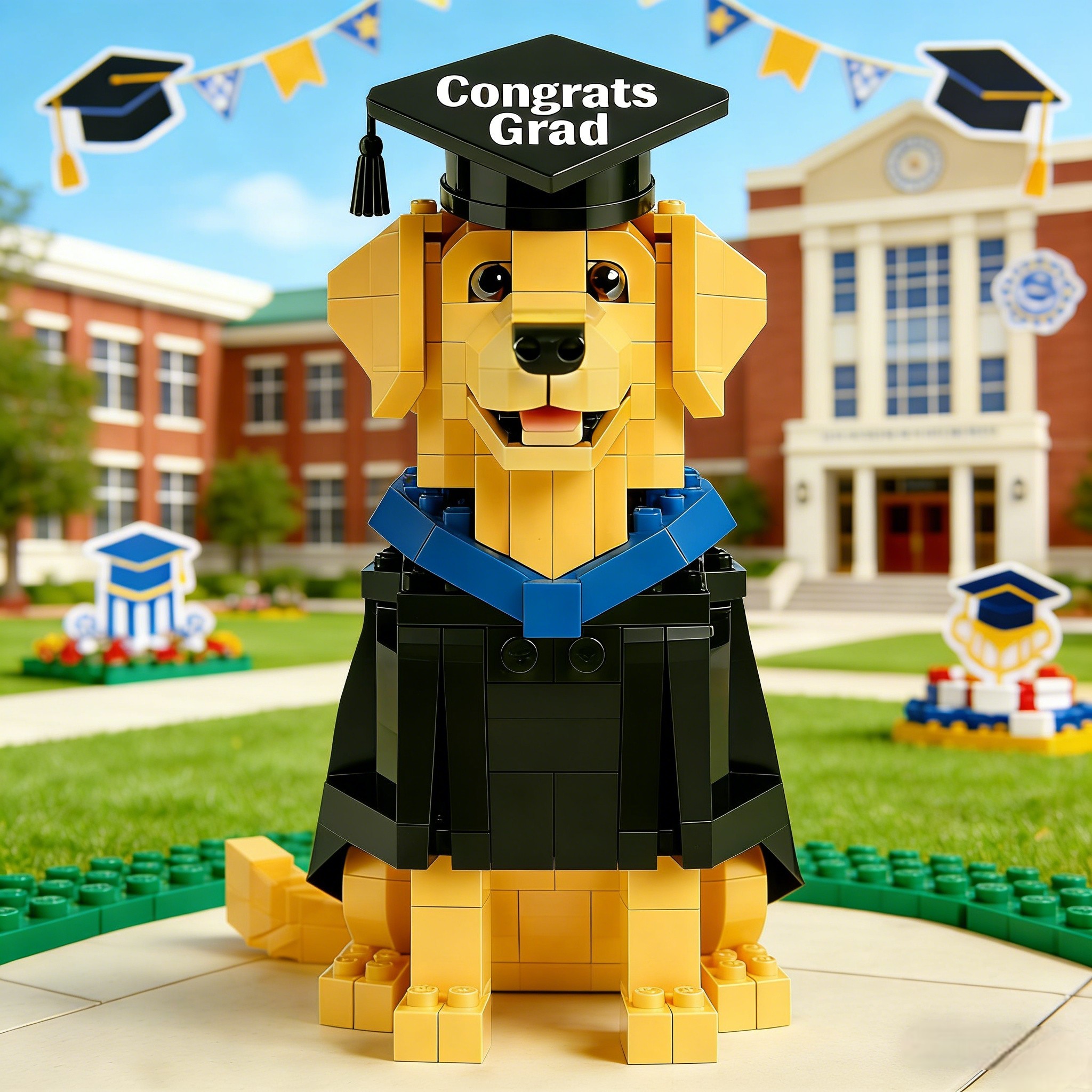 Congrats Grad Golden Retriever Brick Set🐕