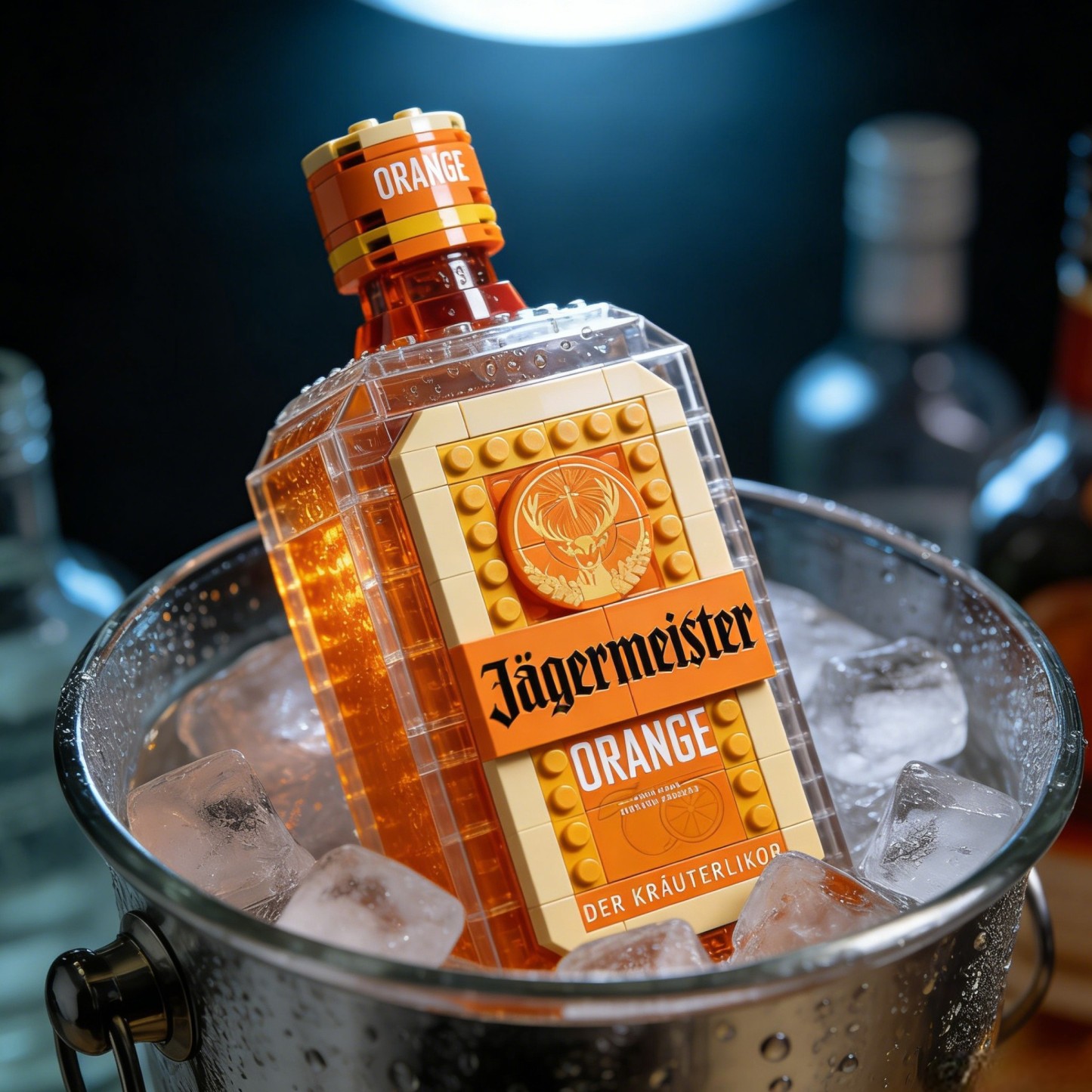 Iconic Orange Whiskey Bottle Building Block Set🍻