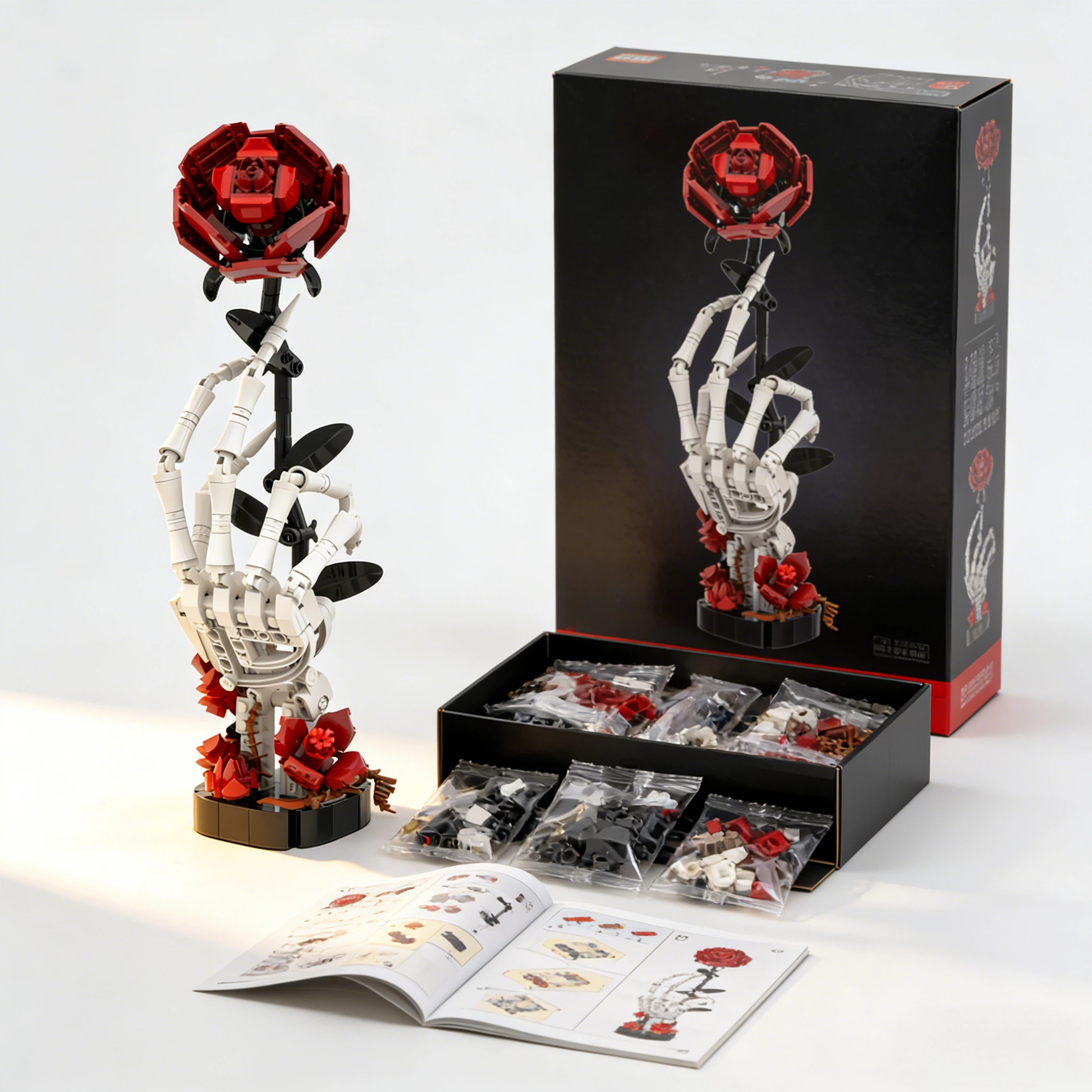 Gothic Skeleton Hand & Rose Brick Set💀🌹