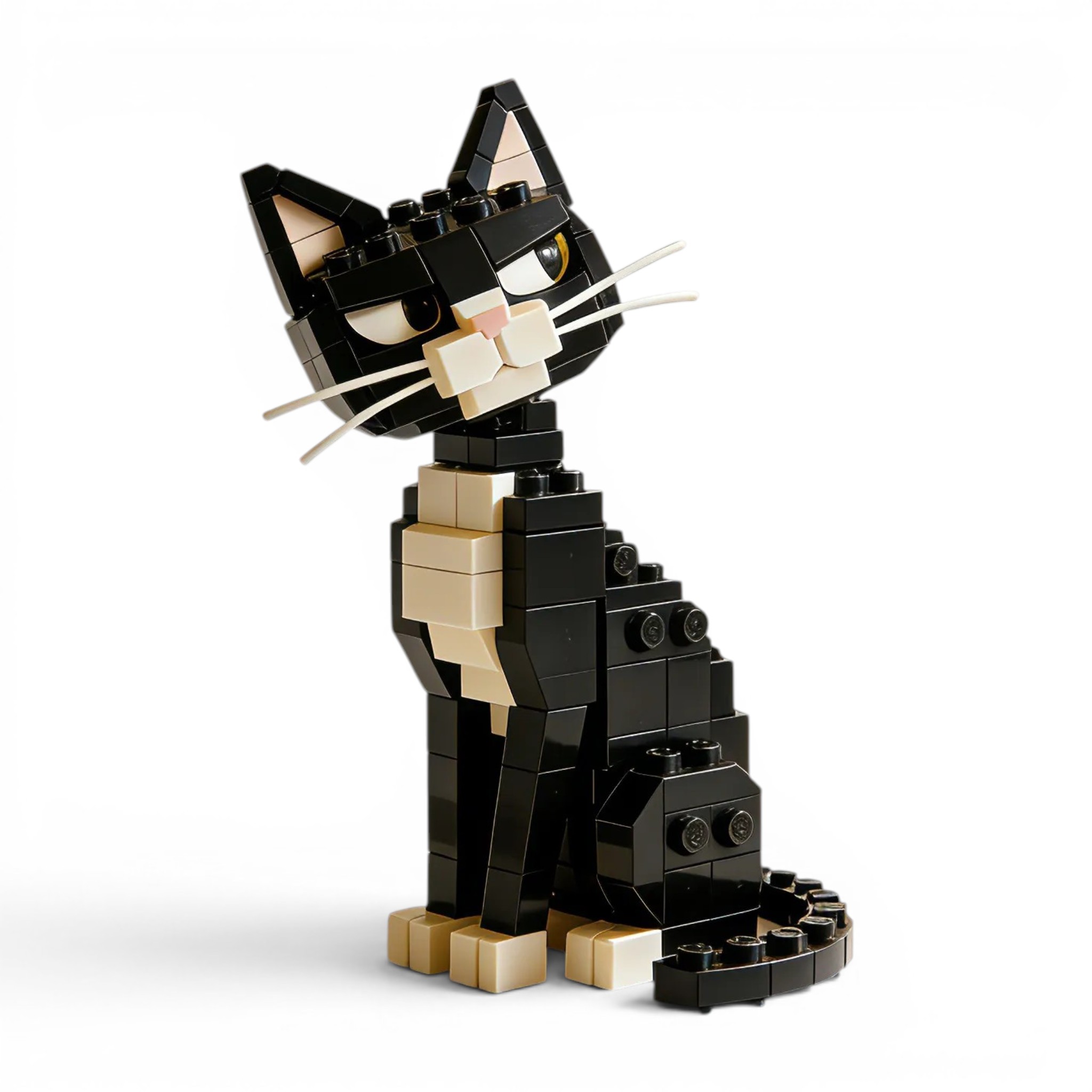 Cool black and white cat building blocks