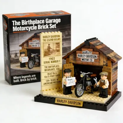 🏍️ The Birthplace Garage Motorcycle Brick Set