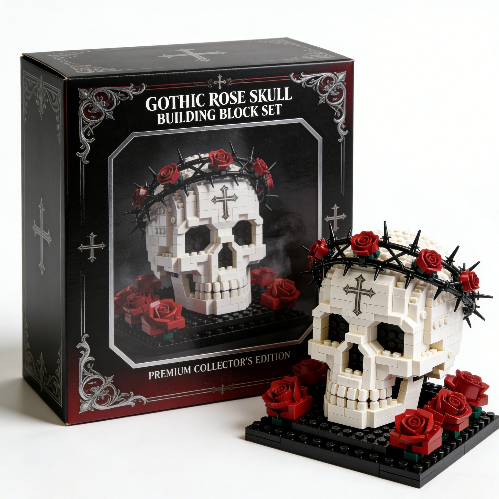 The dark skull building set with thorny crown