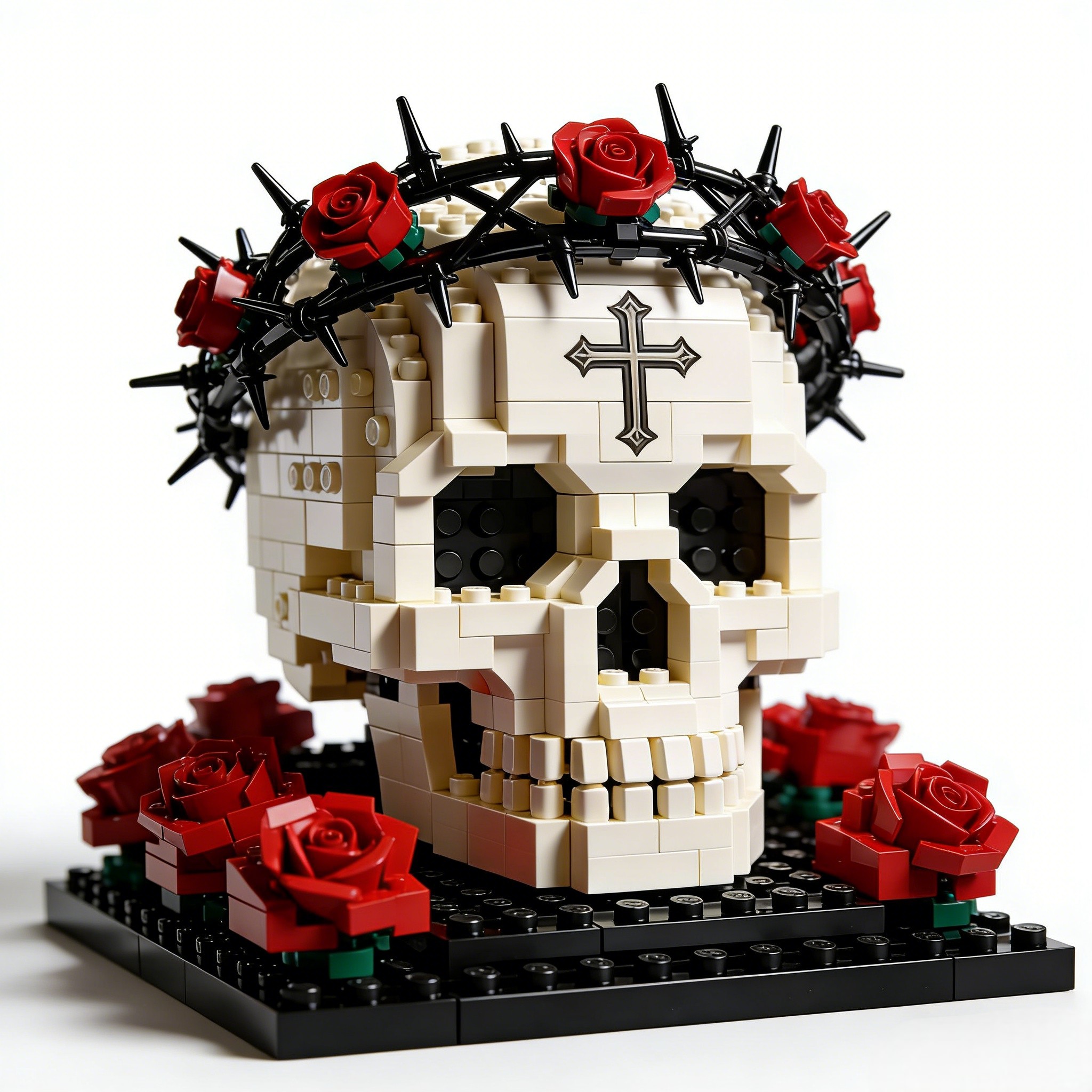 The dark skull building set with thorny crown