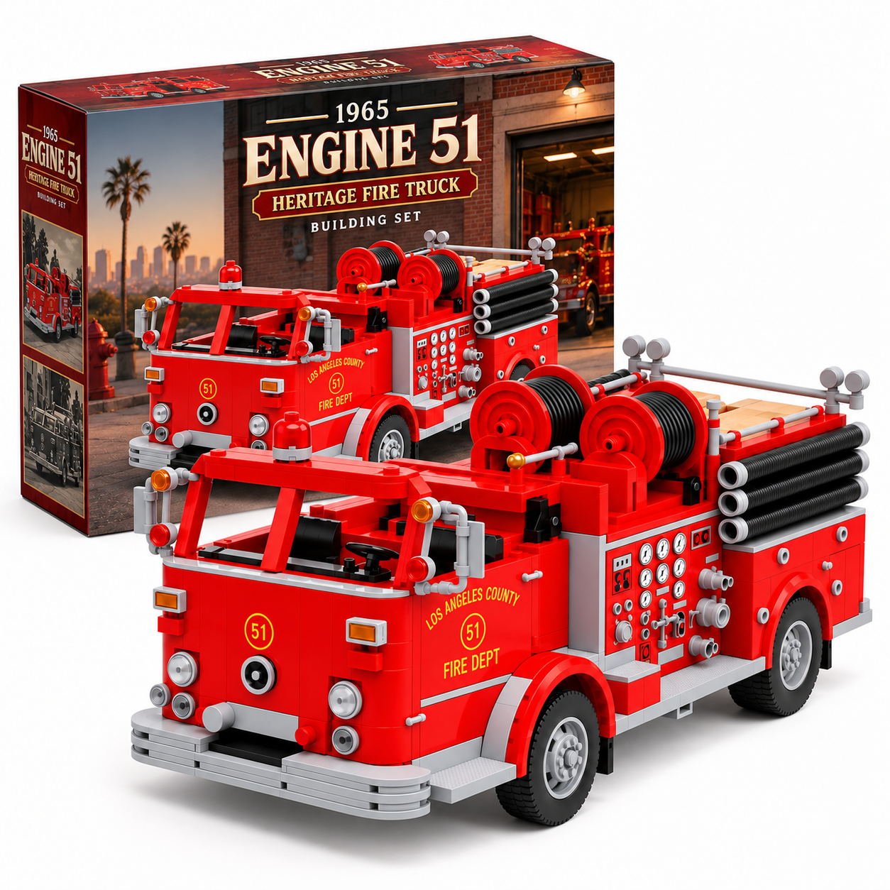 1965 Engine 51 Heritage Fire Truck Building Set