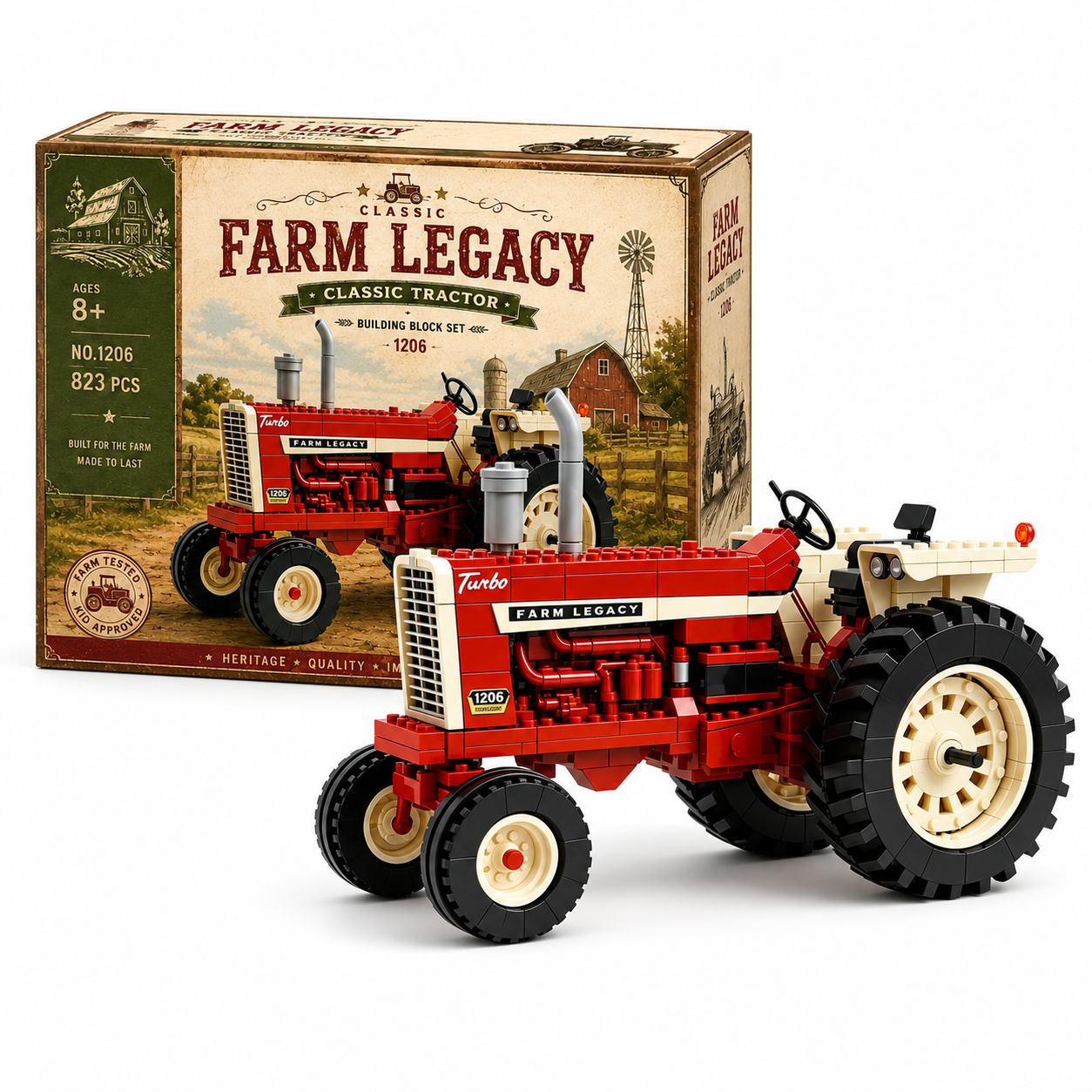 🚜Vintage Farm Tractor Brick Set – Farm Heritage Collector Edition
