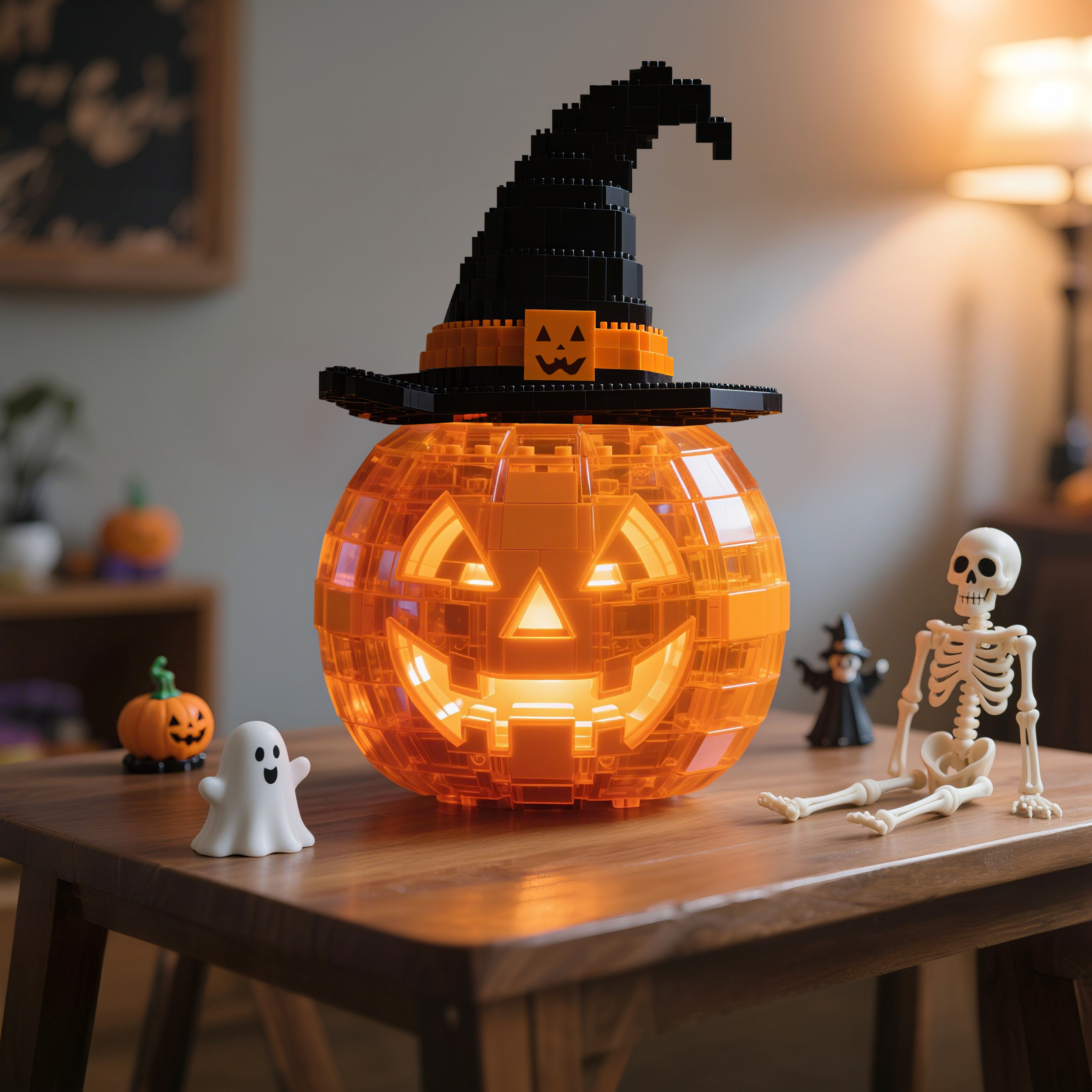 2025 Halloween Limited – Glowing Pumpkin Brick Lamp(4-PC)🎃