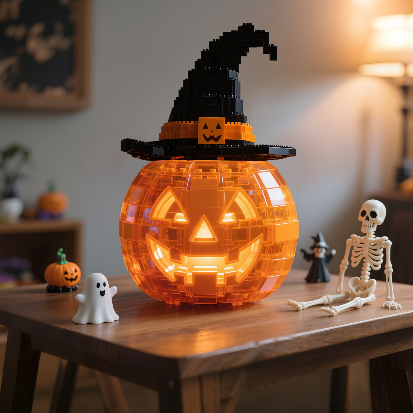 2025 Halloween Limited – Glowing Pumpkin Brick Lamp(4-PC)🎃