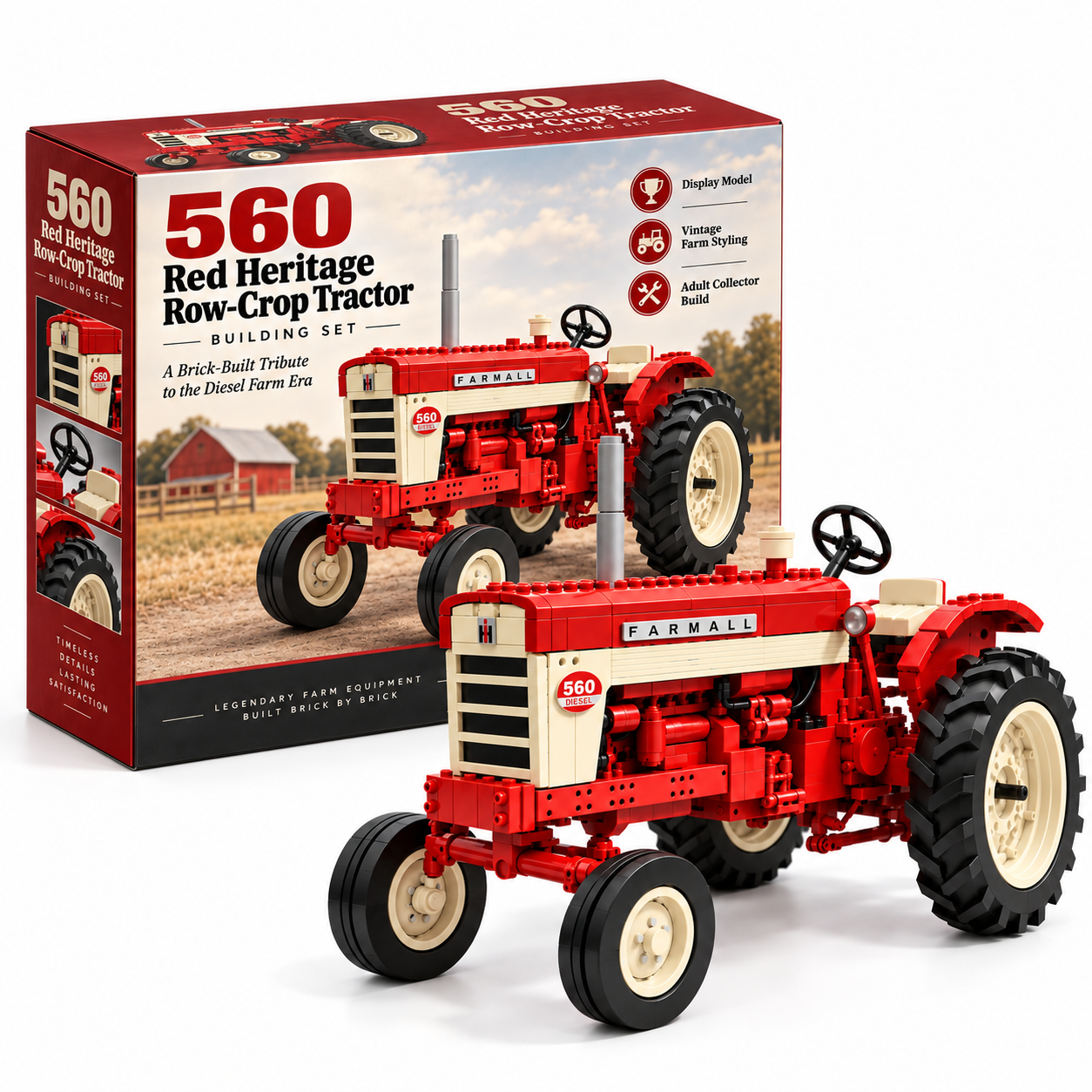560 Red Heritage Row-Crop Tractor Building Set
