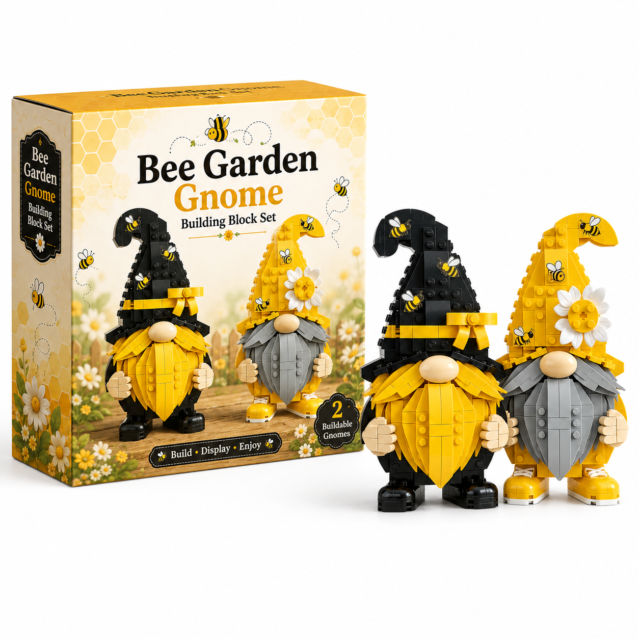 🐝 Bee Garden Gnome Building Block Set