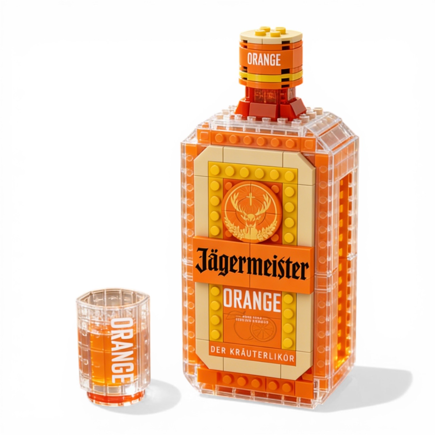 Iconic Orange Whiskey Bottle Building Block Set🍻