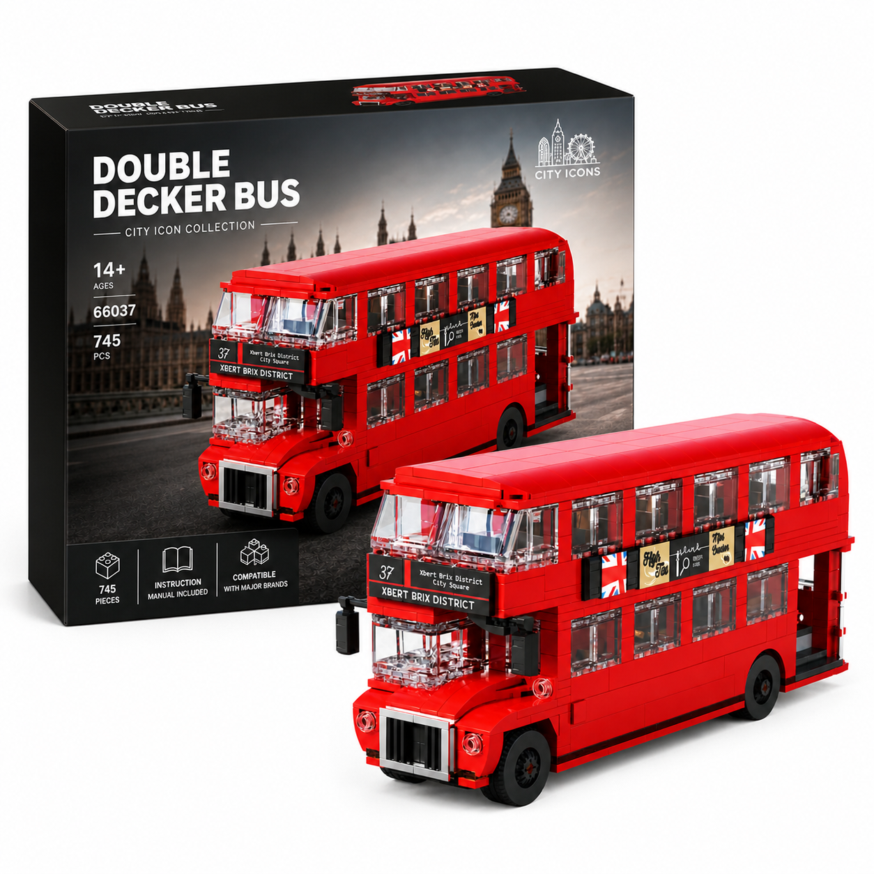Classic London Double-Decker Bus Brick Set – Iconic City Collectible
