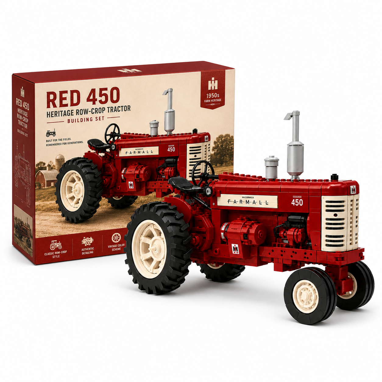 Red 450 Heritage Row-Crop Tractor Building Set