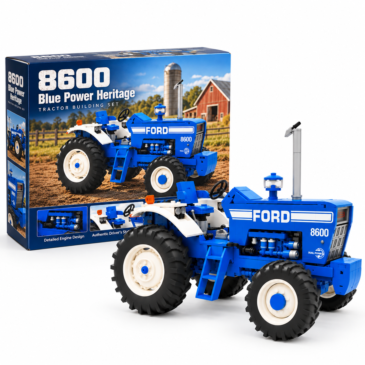 8600 Blue Power Heritage Tractor Building Set