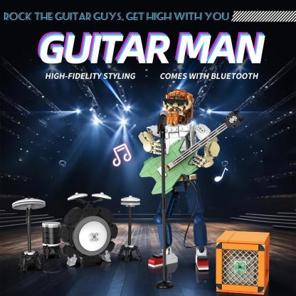 Guitar Music Interactive Building Set for Music Lovers,Reverb Amplifier & Authentic Accessories, Perfect Way to Rock Gift Giving.