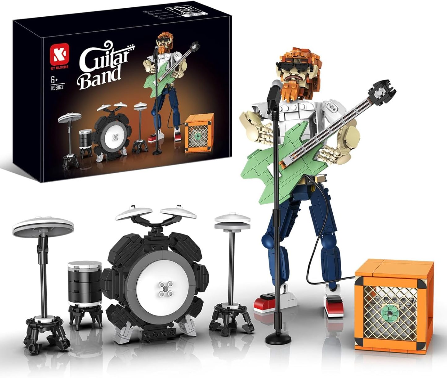 Guitar Music Interactive Building Set for Music Lovers,Reverb Amplifier & Authentic Accessories, Perfect Way to Rock Gift Giving.