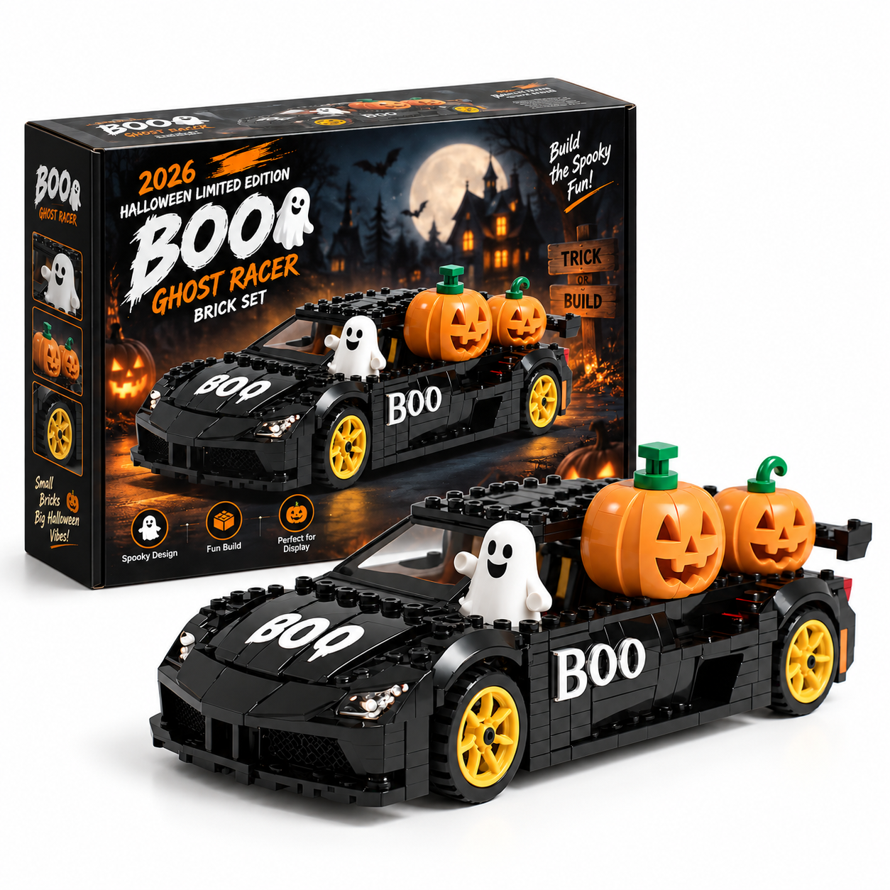 2026 Halloween Limited Edition "BOO" Ghost Racer Brick Set🏎️