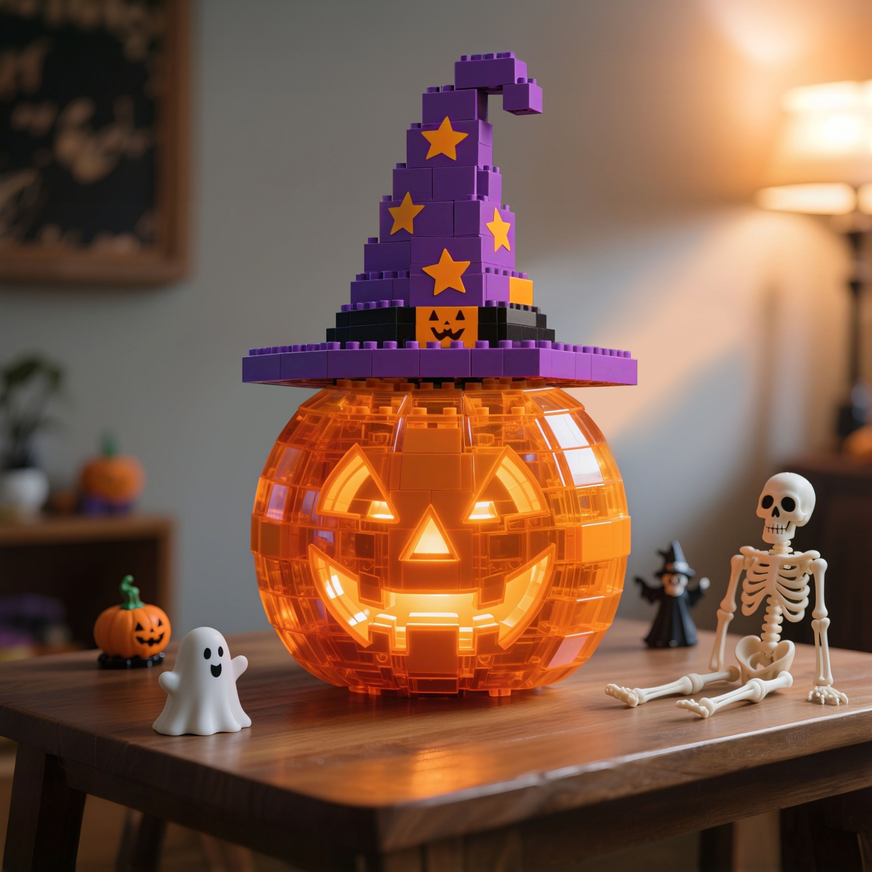 2025 Halloween Limited – Glowing Pumpkin Brick Lamp(4-PC)🎃