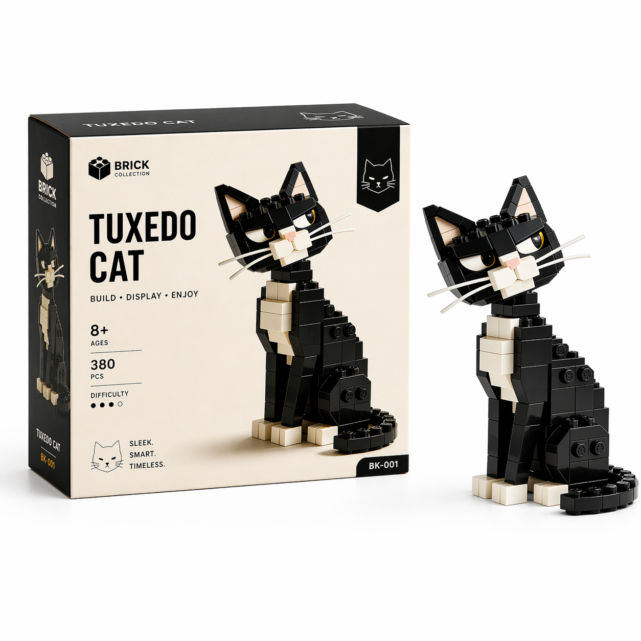 Cool black and white cat building blocks