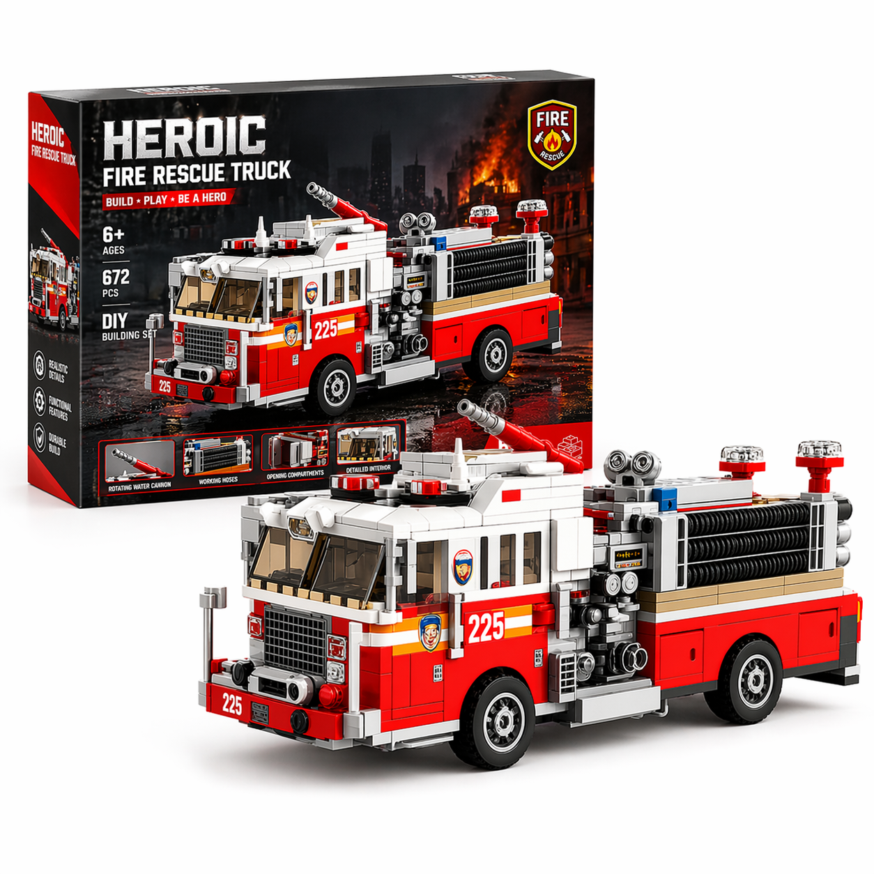 🚨Heroic Fire Rescue Truck Building Set 🚒