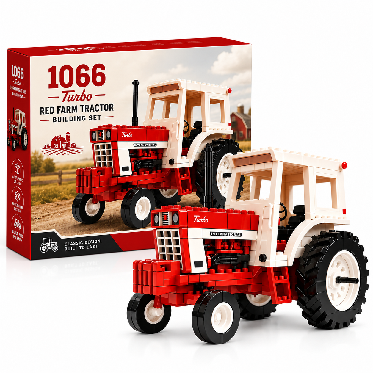 1066 Turbo Red Farm Tractor Building Set