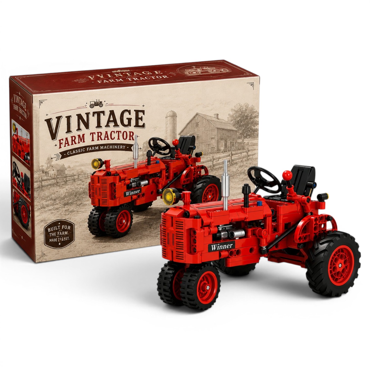Vintage Farm Tractor Building Block Set – Classic Retro Agricultural Model Kit🚜