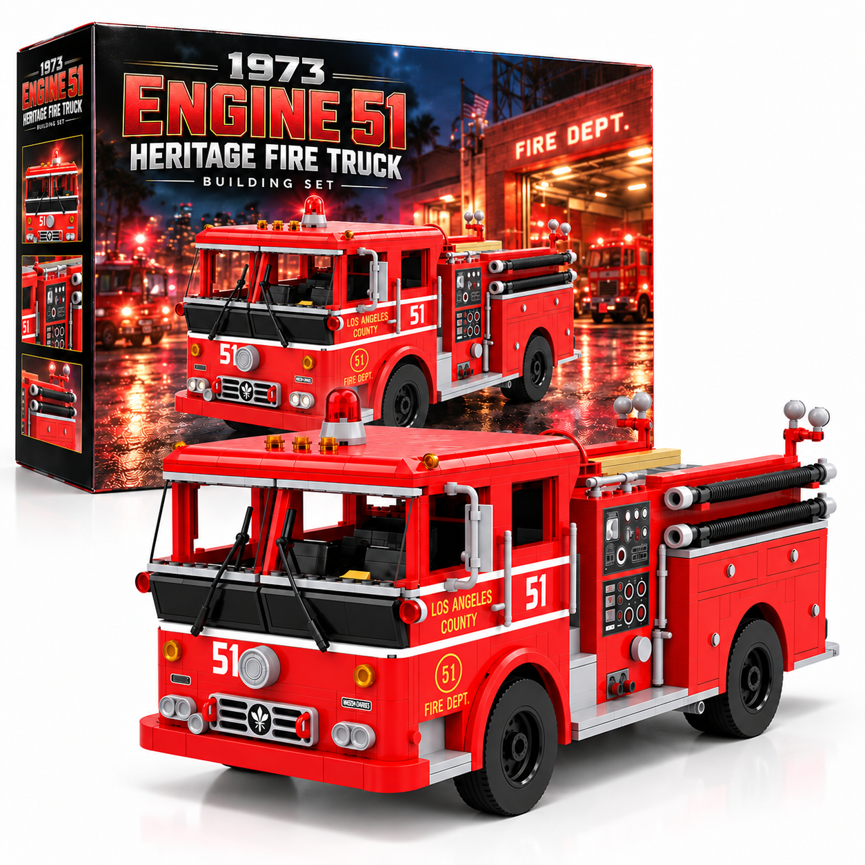 1973 Engine 51 Heritage Fire Truck Building Set