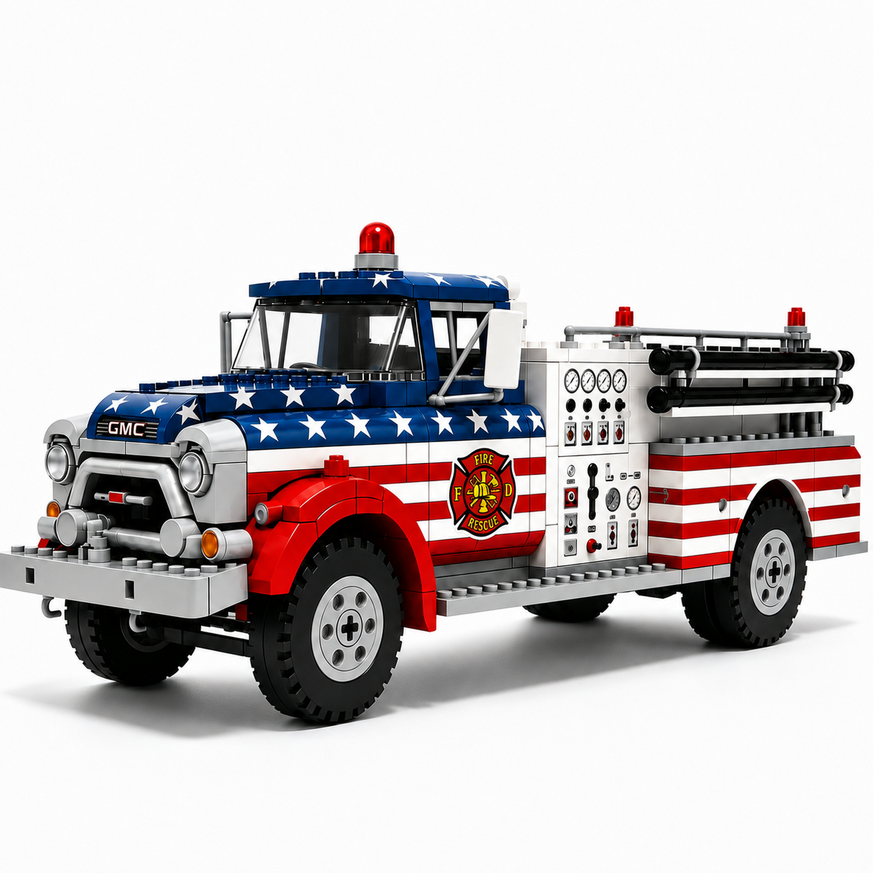 Stars & Stripes Pumper Fire Truck Building Set – 250th Anniversary Edition