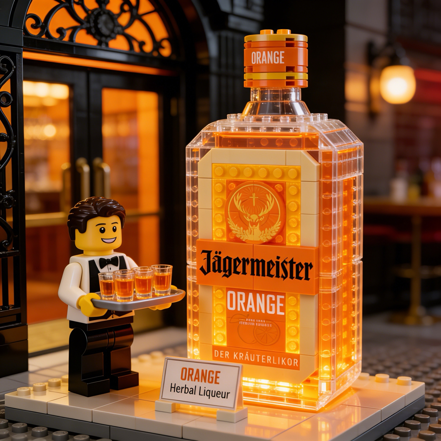 Iconic Orange Whiskey Bottle Building Block Set🍻