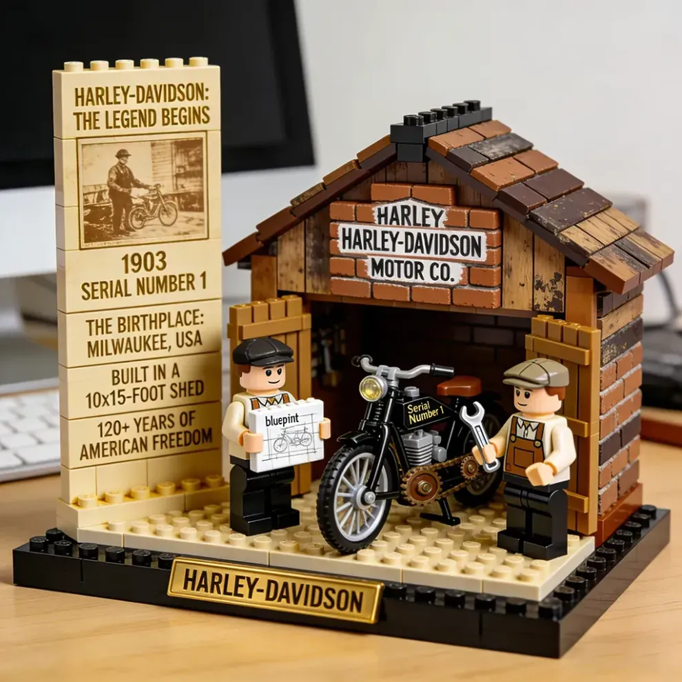 🏍️ The Birthplace Garage Motorcycle Brick Set