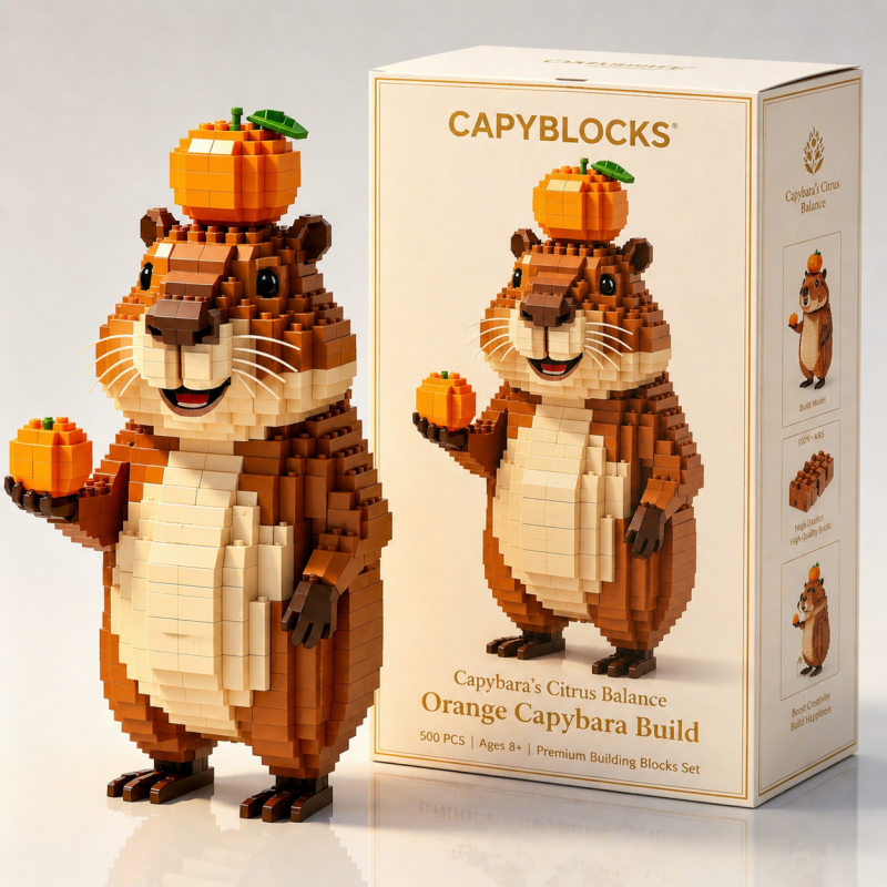 Cute Citrus Capybara Building Block Set