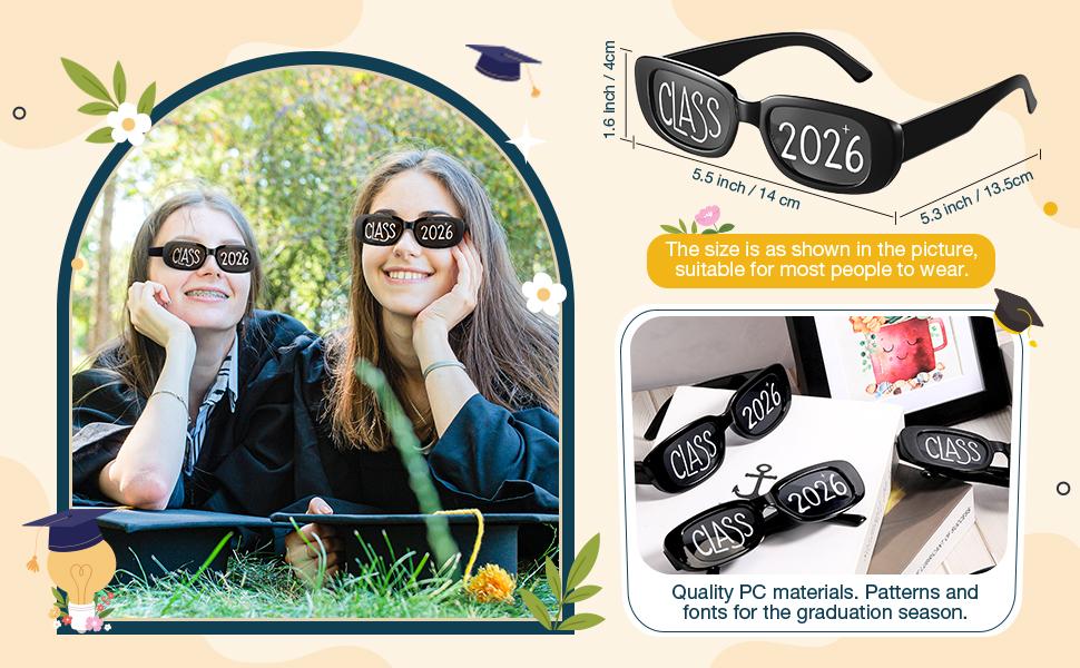 Class of 2026 Graduation Glasses Fun Grad Party Sunglasses for 2026 Graduation Party Favors, Party Supplies, Photo Props, Gifts Bulk