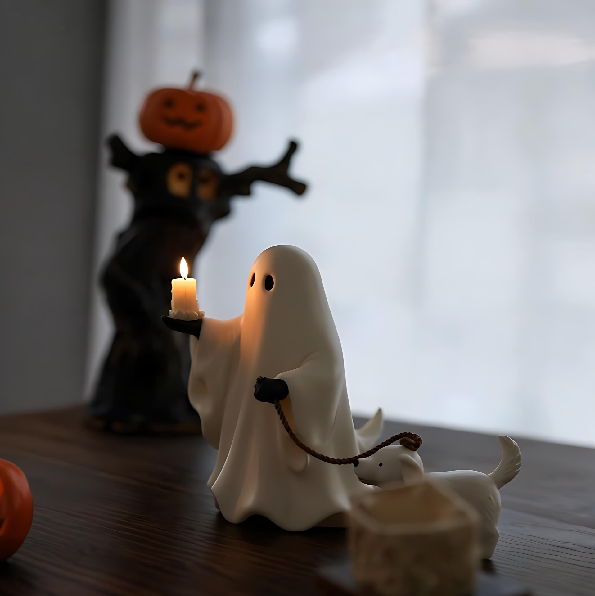 🐾Dog-walking service: Ghost Walking Dog Candle Holder👻