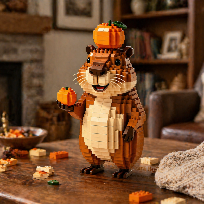 Cute Citrus Capybara Building Block Set