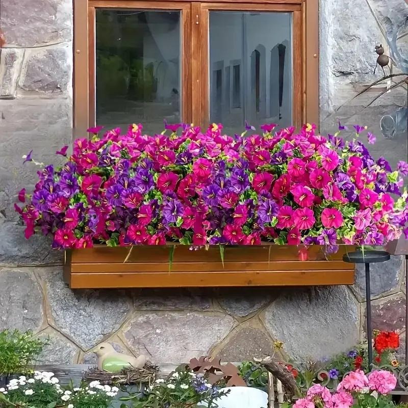 🌺Artificial Flowers for Outdoors, Fake Outdoor Petunias Waterproof UV Resistant (Zero Pollen Allergies)