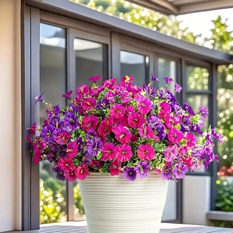 🌺Artificial Flowers for Outdoors, Fake Outdoor Petunias Waterproof UV Resistant (Zero Pollen Allergies)