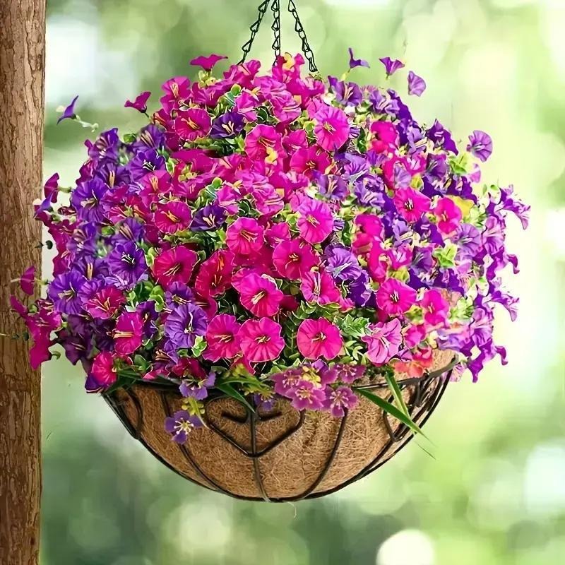 🌺Artificial Flowers for Outdoors, Fake Outdoor Petunias Waterproof UV Resistant (Zero Pollen Allergies)