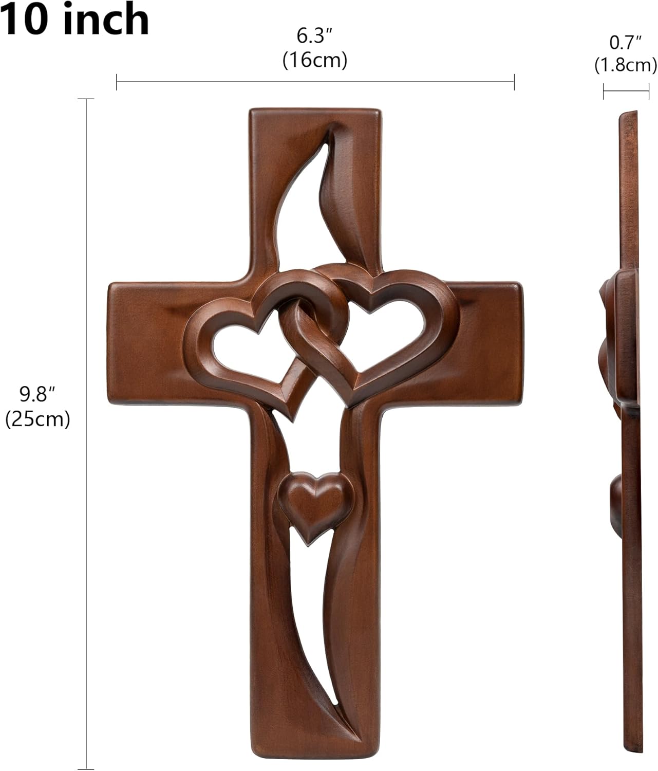 🔥LAST DAY 50% OFF - ❤️100% Hand-Carved Intertwined Hearts Walnut Wooden Cross✝️