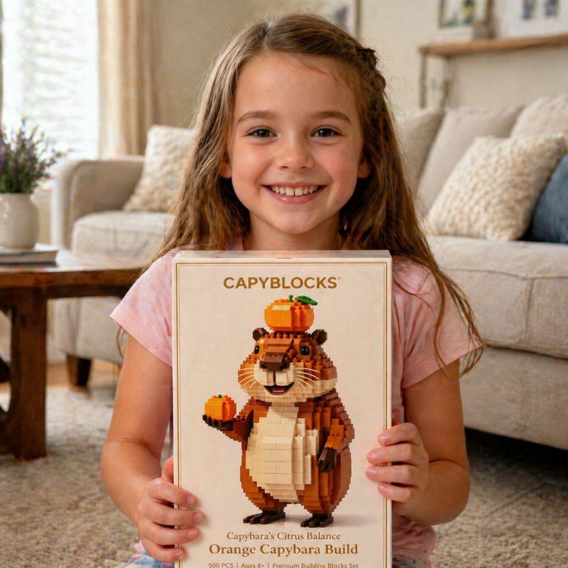 Cute Citrus Capybara Building Block Set