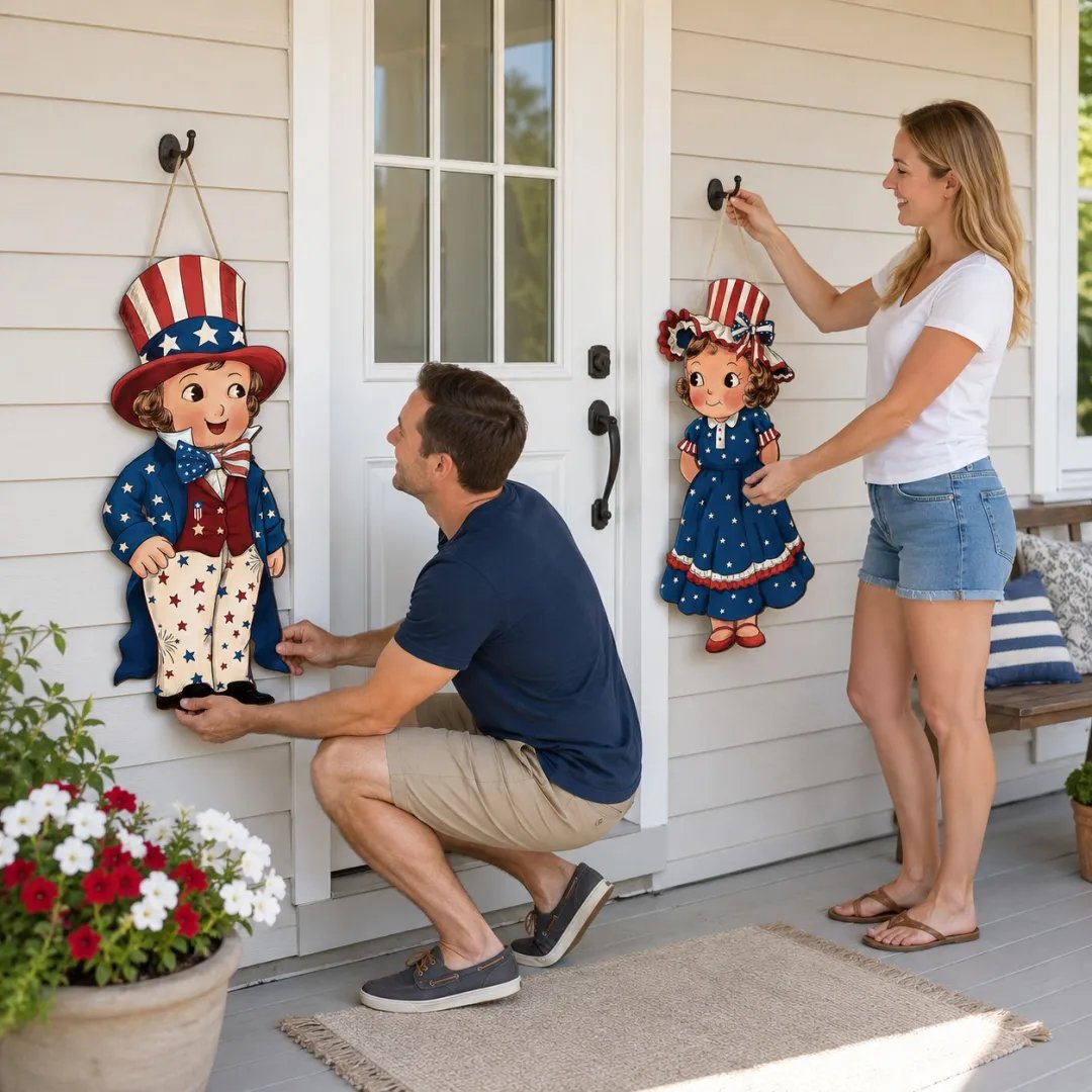 🔥 Last Day Sale 49% Off - Patriotic Wooden Hanging Door Signs