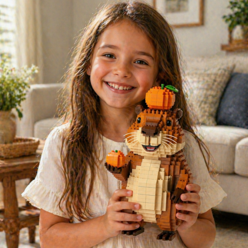 Cute Citrus Capybara Building Block Set